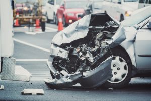 Head-on collision car crash