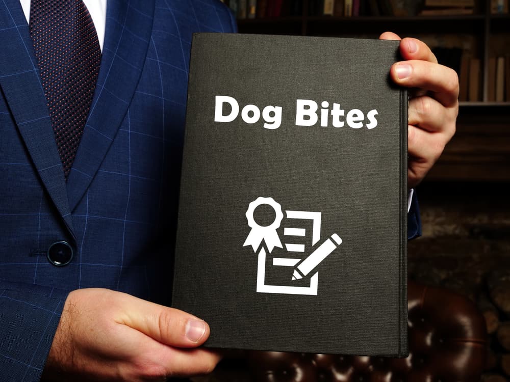 Legal concept: Dog Bite Liability. Phrase on the document.