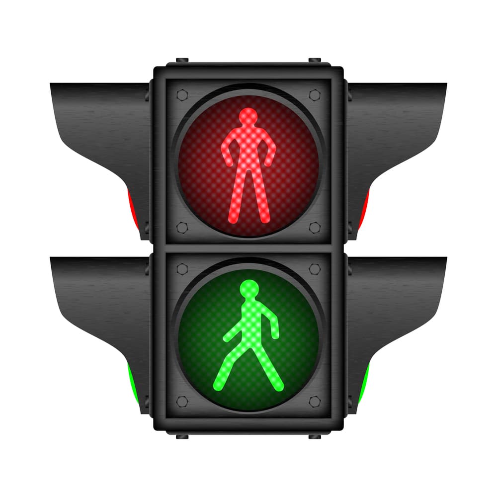 An image of pedestrian traffic lights in black, possibly suggesting a simplified or monochromatic representation. 