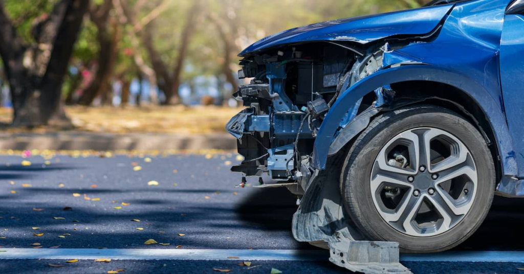wrecked car after hit-and-run accident